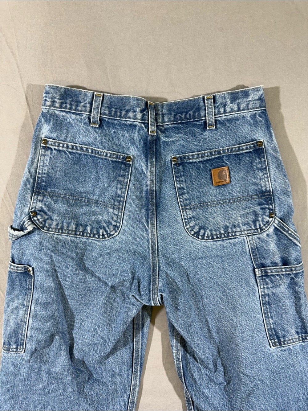 Vintage Carhartt Double Knee Carpenter Blue Denim Jeans - Picture 1 of 9